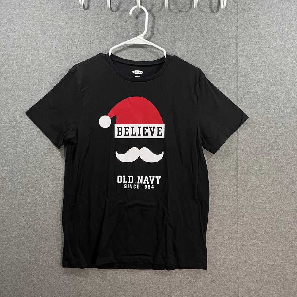 Old Navy Christmas Santa Shirt Believe Black Color Adult Size M